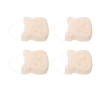 Operitacx 4 Pièces Éponge de Nettoyage en Langue de Diable Blanche de Chat pour Peau Sensible, Élimine les Peaux Mortes et Nettoie en Profondeur, Voyages et Dortoirs