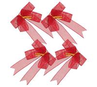 Operitacx 4 Pièces Grand Nœud Présent en Lin Rouge pour Noël, Mariage et | Décoration Rustique Classique, Usage Facile, Matériau Robuste et Résistant, pour Chambres D'hôtes et Garçon et Filles
