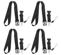 Operitacx 4 Pièces Lanières Porte-badge et Porte-clés Noires Sangles Sécurisées avec Attache Détachable pour Carte Identité et Téléphone Confortables et Résistantes pour Bureau et École