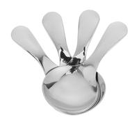 Operitacx 4 Pièces Lot de Mini Cuillères à Manche Ergonomique en Acier Inoxydable Argenté, Forme Ronde, Design Compact à Manche Court, pour Desserts et Cuisines Professionnelles
