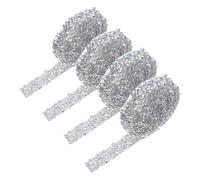 Operitacx 4 rouleaux Ruban Strass Résine Autocollant Bande Fine Thermocollante Brillante pour Décoration DIY Fête et Événement