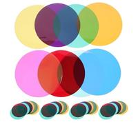 Operitacx 40 Pièces Feuilles de Gélatine Rondes pour Éclairage Scénique, Filtre Autocollant pour Downlights et Spots, Film Pet pour Correction de Couleur, pour Chambre et Coin Lecture