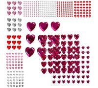 Operitacx 436 Pièces Autocollants Strass de Cœur Acrylique, Gemmes Adhésives Plates pour Nail Art et Bijoux Visage, Kit Créatif Manucure, Maquillage et Décoration Festive
