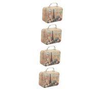 Operitacx 4pièces Boîte De Rangement Pour Faux Rétro Organisateur De Maquillage Mini Mallette Décorative Portable Pour Bijoux Et Accessoires De Beauté