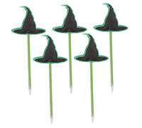 Operitacx 5 Pièces Halloween Cartoon Ballpoint Pen Witch Hat Design Kawaii Stationery Party Favor Classroom Reward Smooth Writing Gel Ink