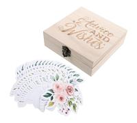 Operitacx 50 Pièces Cartes de Conseils pour Bébés avec Boîte en Bois Souvenir Cartes de Prédiction et Vœux Double Face Papier et Bois pour Shower Invités et Nouveaux Parents