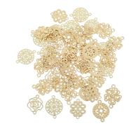Operitacx 50 Pièces Connecteurs de Bijoux Alliage Doré avec Design Filigrane Creux Breloques Double Trou pour DIY Fabrication de Colliers Bracelets et Boucles Oreilles Styles Variés