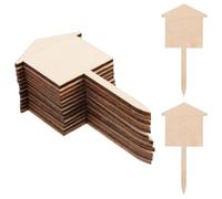 Operitacx 50 Pièces Étiquettes Vierges pour Plantes en Bois, Forme Maison, | Insertion Rapide en Terre, Usage Pérenne, pour Fleurs et Succulentes, Jardinage Moderne