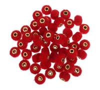 Operitacx 50 Pièces Pompons Doux Fluffy avec Métallique Grand Perles Rondelles Espacement pour Décorations Stylos Porte-clés et Créations DIY Artisanales