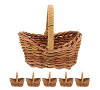 Operitacx 6 Mini Paniers à Fleurs Tressés la Main en Rotin avec Poignées, Design Rétro Élégant, Polyvalents pour Organisation D'étude et Projets Scolaires