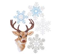 Operitacx 6 Pièces Appliques Brodées Flocon de Doré et Cerf pour Vêtements DIY Patches Thermocollants Coudre pour Décoration Hiver Chapeaux et Sacs