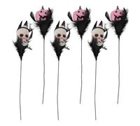 Operitacx 6 Pièces Bouquet d'halloween Noir Plumage en Plastique, Composition de Citrouille et Crâne Réaliste, Décoration Festive Réutilisable pour Maison et Fête d'halloween