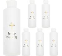 Operitacx 6 Pièces Bouteille d'eau Bénite Catholique 250ml, Croix, | Bec Verseur Facile, Couvercle de Sécurité, pour Pèlerinage, Fêtes Religieuses, Recharges D'église
