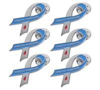 Operitacx 6 Pièces Broche de Sensibilisation Diabète Ruban Bleu en Alliage de Zinc Léger pour Occasions Formelles et Événements Spéciaux Promouvant L'unité