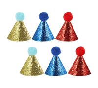 Operitacx 6 Pièces Chapeau Cône D’Anniversaire pour Chien, Fête, Chiot, | Tissu Coloré, Pompon et Sequins, Lot de Six, Usage Maison et Anniversaire pour Petits Animaux