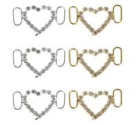 Operitacx 6 Pièces Ensemble de Clips pour Chaussures en Métal Doré et Argenté, Breloques Cœur Élégantes Faciles à Fixer pour Chaussures Plates, pour Sorties Quotidiennes