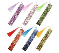 Operitacx 6 Pièces Lot de Marque-pages en Acrylique avec Pompon Pailleté, Style Scintillant et Polyester, Loisirs Créatifs Lecture à L'école Voyage