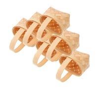 Operitacx 6 Pièces Mini Panier en Bois Tressé à Main, Décoratif Moderne | Bois, Usage Polyvalent et Robuste, pour Balcon et Intérieur, Style Contemporain Minimaliste