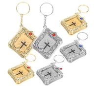Operitacx 6 pièces Porte-clés Bible Miniature Pendentifs Créatifs Doré et Argenté Cadeau Original pour Garçon Fille et Adultes Accessoire Pratique à Accrocher