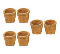 Operitacx 6 Pièces Porte-stylo Tissé Seau Porte-balais Pot à Crayons En Rotin Pot à Crayons Des Élèves Pot De Pinceau Cosmétique Stylo En Osier Stockage Bureau Corbeille Les Copeaux De Bois