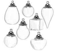 Operitacx 7 Pièces souhait faveur kit de potions bocal en verre avec couvercle mini bouteilles en verre de mariage pour couple cristal pendentif Serrer les Fiole Boule de