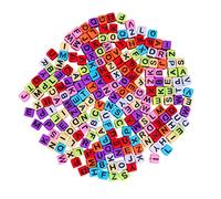 Operitacx 800 pièces Lot de Perles Carrées DIY Acrylique avec Lettres Alphabet Accessoires pour Bracelets et Bijoux pour Création de Breloques et Perles Plate