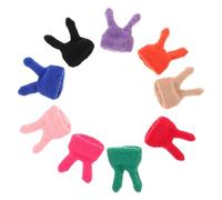 Operitacx 9 Pièces Miniature DIY Knitted Doll Hats with Rabbit Ears Handmade Mini Beanies for Doll Dress-up and Wine Bottle Toppers Soft Wool Craft Accessories in Colors