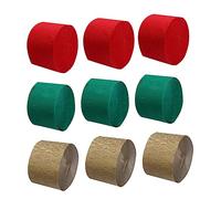 Operitacx 9 Pièces Papier Crépon pour Décoration Murale de Noël et Halloween Matériaux Diy Fête Rouge Or Vert