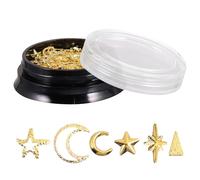 Operitacx Accessoires Nail Art Étoiles et Lune Boîte de Rangement Décoration de Manucure 3d en Alliage de Zinc Doré pour Ongles Naturels et DIY Scrap Booking