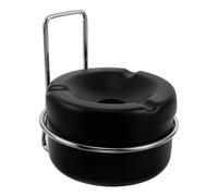 Operitacx Acier Inoxydable Cendrier Mural Coupe-Vent Noir avec Couvercle | Design Adhésif Suspendu, Chambre Profonde, pour Toilettes et Sanitaires Publics, Usage Professionnel Solide