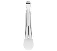 Operitacx Applicateur de Masque Facial à Double Embout en Silicone, Brosse Visage Ergonomique Argentée avec Spatule Flexible, Accessoire Beauté Compact pour Soins Peau, Masque Boue, Crème,