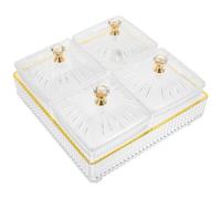 Operitacx Assiette de Collations Plateau de Collations Maison en Ps, 4 Compartiments, Transparent, pour Fruits Secs et Desserts, pour Soirées et Dîner Familial Quotidien Réutilisable