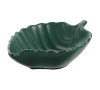 Operitacx Assiette de Service pour Servir Apéritifs et Sauces en Céramique Verte Motif Feuille de Bananier, Plat à Dessert Créatif pour Restaurants et Bars