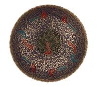 Operitacx Assiette D'offrande Bouddhiste Rétro Peint, Plateau en Laiton | Base Stable, Résistante à L’usure, pour Prières et Décor de Table, Fruits, Clés et Petits Objets