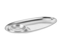 Operitacx Assiette Ovale en Acier Inoxydable Compartiment à Sauce, Argentée | Finition Dorée Élégante, pour Servir Chips, Sauces, Salade et Noix Lors des Fêtes Cuisine