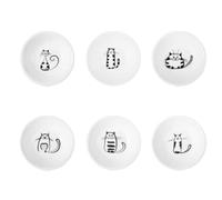 Operitacx Assiettes à Sauce en Céramique Forme Chat 6pcs pour Condiments et Huile, Plat de Sauce pour Restauration et Hôtel, Set Apéritif Original