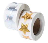 Operitacx Autocollants Étoiles Décoratifs Adhésifs en Rouleau 2 Pcs, Autocollants de Scellage Brillants pour Fournitures Scolaires et Récompenses, Stickers Étoiles Miniatures Colorés pour