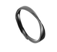 Operitacx Bague Couple en Argenté S925 Ouverte Noire et Argentée, Anneau Unisexe Réglable pour Saint-valentin, Bagues Délicates Homme et Femme, Bijou Symbolisant L’amour Infini, Cadeau