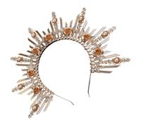 Operitacx Bandeau Couronne Lolita pour Filles en Plastique Or, Accessoire Cheveux Décoratif Unique, pour Fête Halloween ou Bal Prom