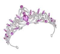 Operitacx Bandeau Couronne Strass en Alliage de Zinc Argenté Violet, Coiffe Délicate pour Mariée et Garçon et Filles, Tiare D'anniversaire Élégante, Accessoire Cheveux pour Mariage et Fêtes