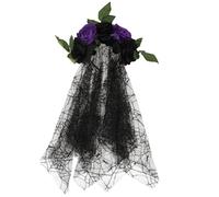 Operitacx Bandeau Fleur Cheveux Rose en Dentelle Polyester pour Fête | Style Romantique Noir, pour Anniversaires et Danses, Accessoire Cheveux pour Filles et Femmes