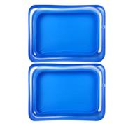Operitacx Bar à Glace Flottant, Porte-Plateau à glaçons Gonflable en PVC Bleu, Lot de 2, Grande capacité, Facile à gonfler, pour fête de Piscine et Pique-niques