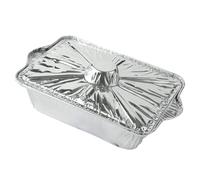 Operitacx Barquette 2500ml Jetable avec Couvercle Argenté Aluminium Empilable et Facile à Ranger pour Barbecue et Pique-niques
