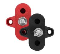 Operitacx Bloc de Distribution Électrique M6 12-48v, Bornier Vis Simple pour Auto et Bateau, Bornes de Terminaison en Acier Inoxydable et Laiton, Lot 2 Pièces Noir et Rouge, Usage