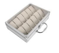Operitacx Boîte à Montres Intérieur en Velours Protecteur en Alliage D'aluminium Argenté avec 12 Compartiments Couvercle Transparent pour Rangement à Domicile ou Voyage