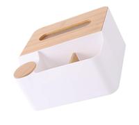 Operitacx Boîte à Mouchoirs et Rangement de Télécommandes Multifonction Surface et Robuste en Plastique et Bois Blanc Compartiments Multiples, Surface Douce et Robuste, pour Bureau