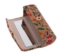 Operitacx Boîte à Rouge à Lèvres Vintage en Liège Marron avec Miroir Intégré et Design Anti-Rayures, Pochette Élégante pour Rangement Cosmétique et Voyage
