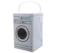 Operitacx Boîte de Rangement pour Dosettes de Lessive en Fer avec Poignée, Mini Récipient Étanche à L’humidité pour Capsules de Détergent, Design Machine à Laver Portable pour Buanderie