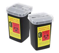 Operitacx Boîte de Recyclage pour Lames de Rasoir Usagées 2 Pièces, Conteneur Compact et Verrouillable pour Objets Tranchants, Distributeur pour Lames de Barbier, Noir, Usage Sécurisé