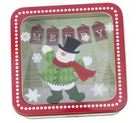 Operitacx Boîte Métallique Carrée Décorative Noël avec Motif Bonhomme de Rouge Boîte Friandises pour Bonbons Snacks et Biscuits Emballage Cadeau Festif pour Fêtes de Noël